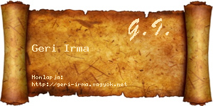 Geri Irma névjegykártya